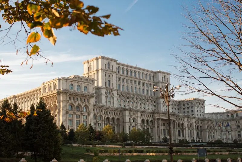 Bucharest Palace of Parliament in autumn